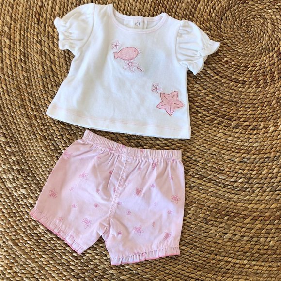 🍍NWT 6Mo Fish, Starfish & Flower Short Set - Picture 8 of 8